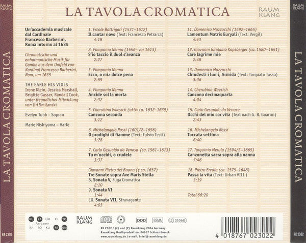 USED CD - The Earle His Viols, Evelyn Tubb – La Tavola Cromatica Sale