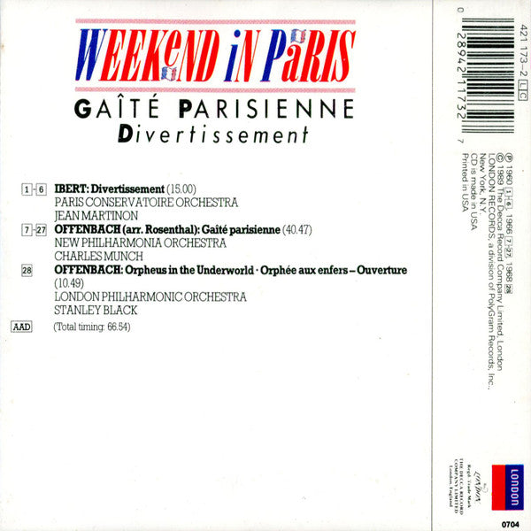 USED CD - Jean Martinon, Paris Conservatoire Orchestra, Charles Munch, New Philharmonia Orchestra, Stanley Black, London Philharmonic Orchestra – Weekend In Paris For Cheap