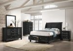 Sandy Beach Queen Storage Sleigh Bed Black For Sale