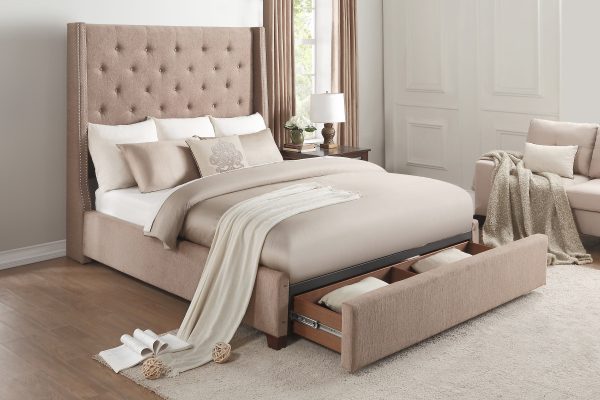 Fairborn Brown Queen Upholstered Storage Platform Bed Discount