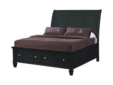 Sandy Beach Queen Storage Sleigh Bed Black For Sale