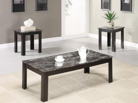 Silas 3-Piece Faux-marble Top Occasional Table Set Black Online Sale