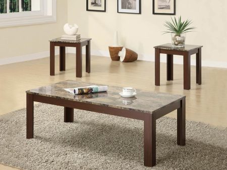 Rhodes 3-Piece Faux Marble Top Occasional Set Brown Online now