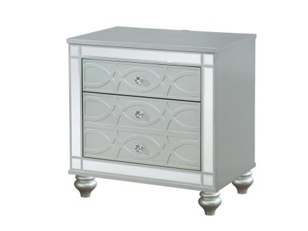 Gunnison 2-Drawer Nightstand Silver Metallic Fashion