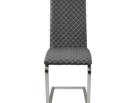 Yannis Chrome Metal Gray Faux Leather Side Chair, Set of 2 Fashion