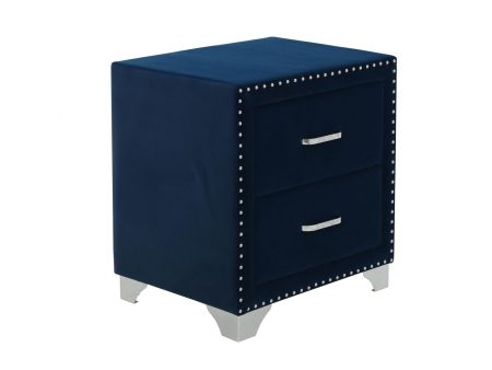 Melody 2-Drawer Upholstered Nightstand Pacific Blue Online now