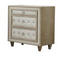 Antonella 3-Drawer Upholstered Nightstand Ivory Camel Sale