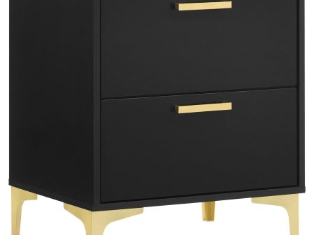 Kendall 2-Drawer Nightstand Black Gold Hot on Sale