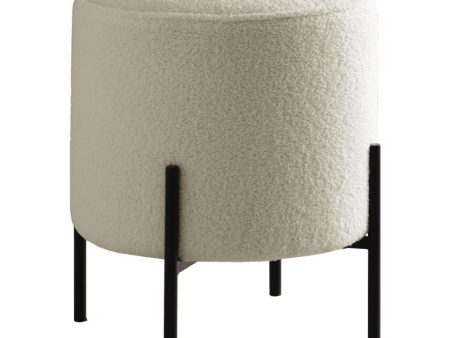 Basye Round Upholstered Ottoman Beige Matte Black Online Hot Sale