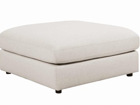 Serene Upholstered Rectangular Ottoman Beige For Discount