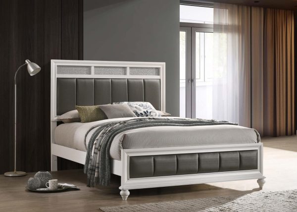 Barzini Queen Upholstered Panel Bed White Supply