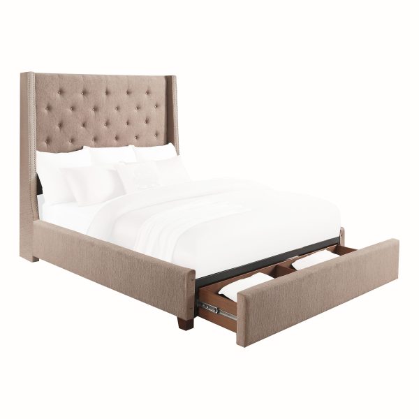 Fairborn Brown Queen Upholstered Storage Platform Bed Discount