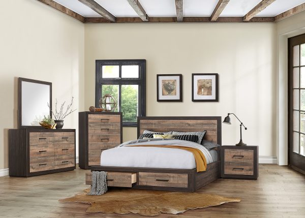 Miter Brown Queen Storage Platform Bed For Discount