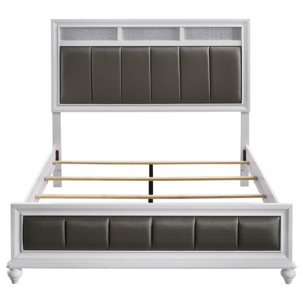 Barzini Queen Upholstered Panel Bed White Supply