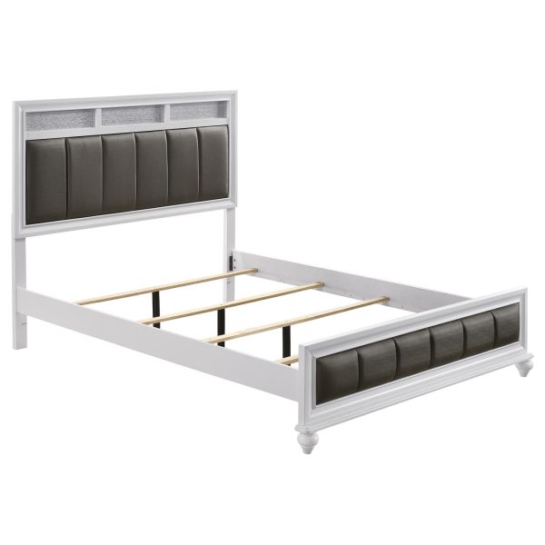 Barzini Queen Upholstered Panel Bed White Supply