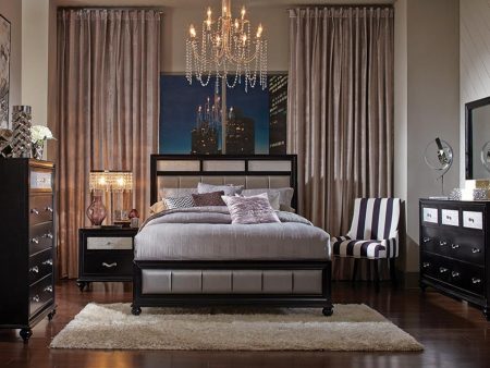 Barzini Black Upholstered Panel Bedroom Set Online Sale