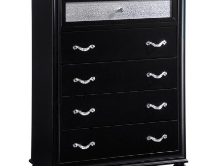 Barzini Black 5-Drawer Rectangular Chest on Sale