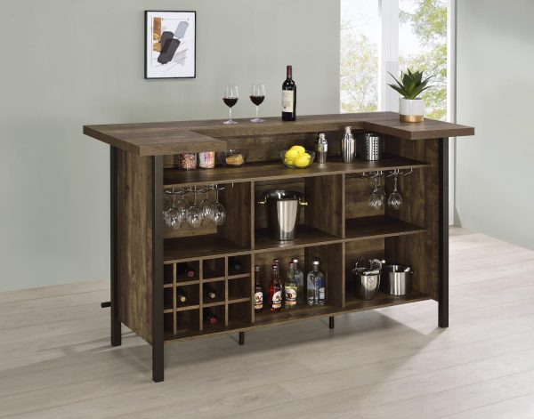 Bellemore Rustic Oak Rectangular Storage Bar Unit on Sale