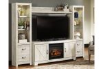 Bellaby Whitewash 4-Piece Entertainment Center with Electric Fireplace Online Sale