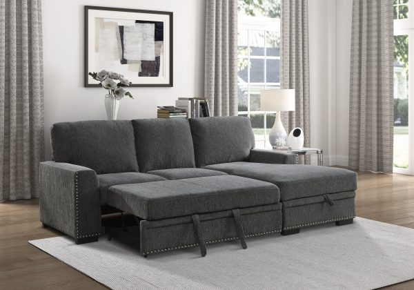 Morelia Charcoal RAF Storage Sleeper Sofa Chaise Online Hot Sale