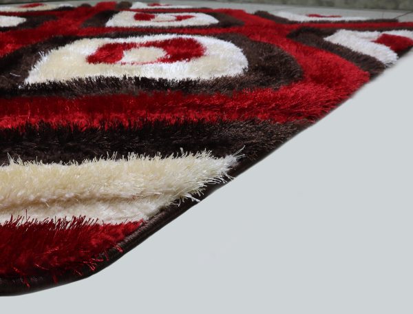 3D Shaggy Brown Red 5X7 Area Rug For Sale