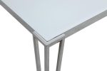 Pauline White Chrome Rectangular Dining Table with Metal Leg Supply