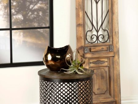 Aurora Natural Black Round Accent Table with Drum Base Discount