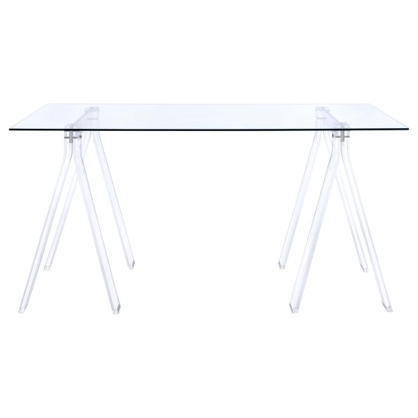 Amaturo Clear Writing Desk with Glass Top Discount