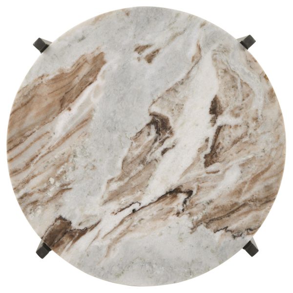 Malthe White Marble Antique Gold Round Accent Table Supply