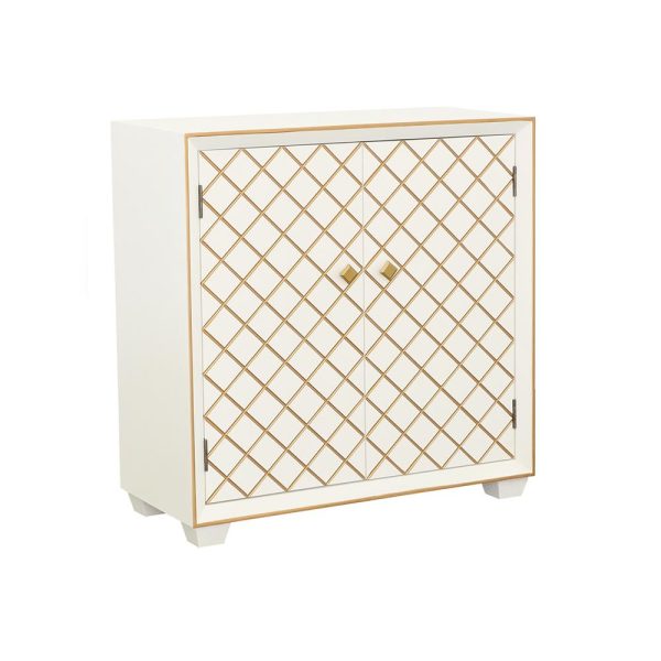 Belinda White Gold 2-Door Accent Cabinet For Discount