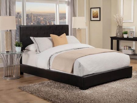 Conner Queen Upholstered Panel Bed Black Discount