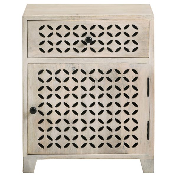 August White Washed 1-Door Accent Cabinet For Discount