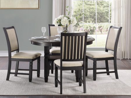 Asher Black Brown Round 5-Piece Dining Room Set Online