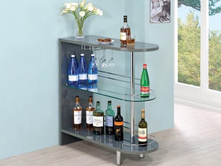 Adolfo Glossy Gray Clear 3-Tier Bar Table Online now