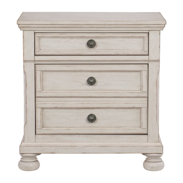 Bethel Wire Brushed White Nightstand Online