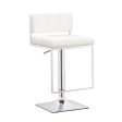 Alameda White Chrome Adjustable Bar Stool For Sale