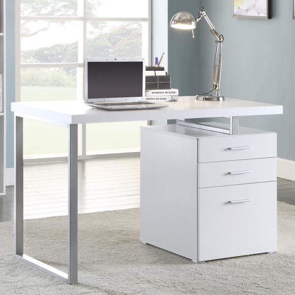 Brennan White 3-Drawer Office Desk Supply