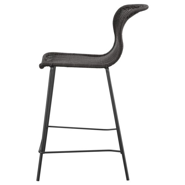 McKinley Brown Sandy Black Upholstered Counter Height Stools with Footrest, Set of 2 For Sale