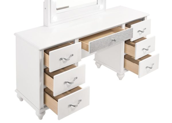 Barzini 7-Drawer Vanity Desk with Lighted Mirror White on Sale