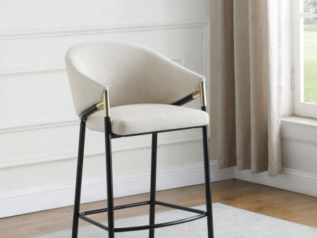 Chadwick Beige Glossy Black Sloped Arm Counter Height Stools, Set of 2 on Sale