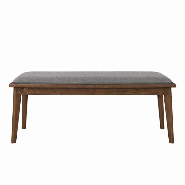 Alfredo Gray Natural Walnut Upholstered Dining Bench Cheap