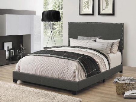 Boyd Queen Upholstered Bed with Nailhead Trim Charcoal Sale