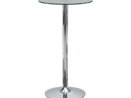 Abiline Chrome Glass Top Round Bar Table on Sale