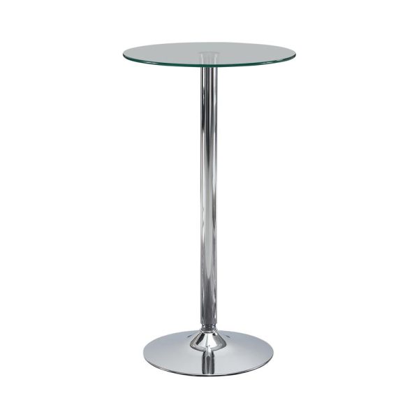 Abiline Chrome Glass Top Round Bar Table on Sale