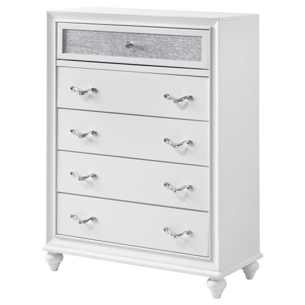 Barzini White 5-Drawer Chest Discount