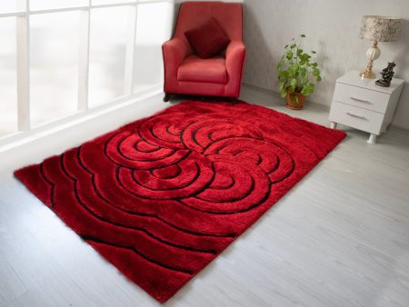 3D Shaggy Red 5X7 Area Rug Fashion