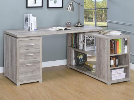 Yvette Gray Driftwood L-shape Office Desk on Sale