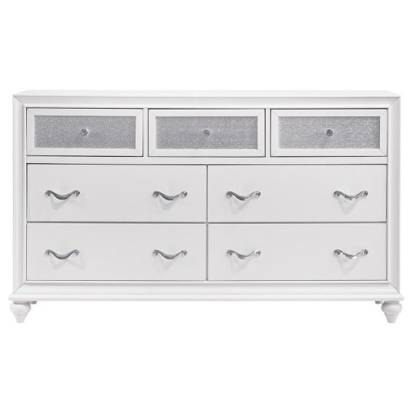 Barzini White 7-Drawer Dresser Fashion