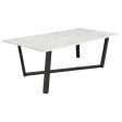 Mayer Faux White Marble Gunmetal Rectangular Dining Table For Sale