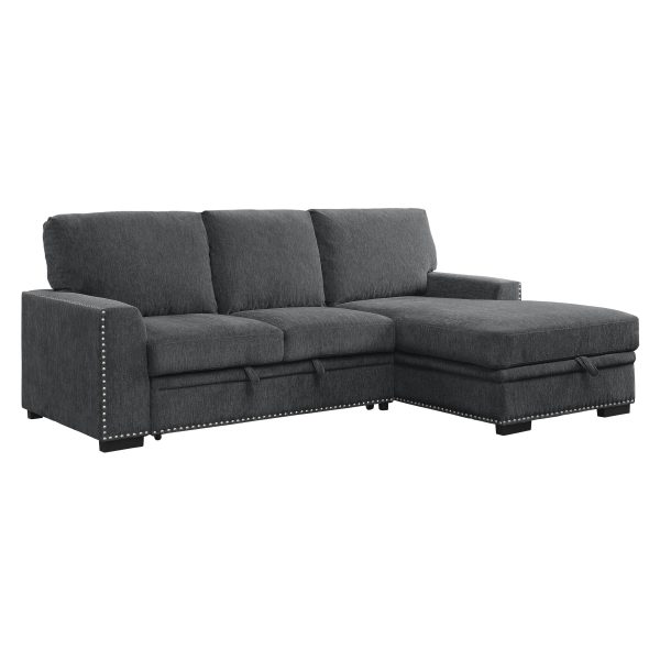 Morelia Charcoal RAF Storage Sleeper Sofa Chaise Online Hot Sale